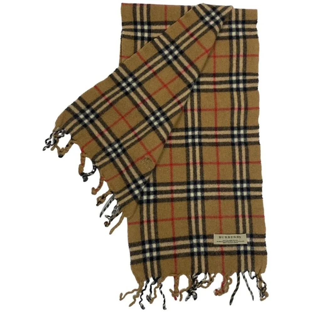 Vintage Burberry Women Scarf  Beige 100% LambsWool Made Exclusively in Scotland - Picture 3 of 6